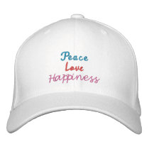 Peace, Love, Happiness-Embroidered-Hat embroidered hats by pammys Peace, Love, Happiness-Embroidered-Hat embroidered hats