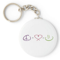 Peace + Love = Happiness Keychain