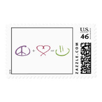 Peace + Love = Happiness Stamps