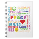 Peace Love Happiness Spiral Note Books