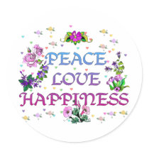 Peace Love Happiness stickers by orsobear Peace Love Happiness stickers