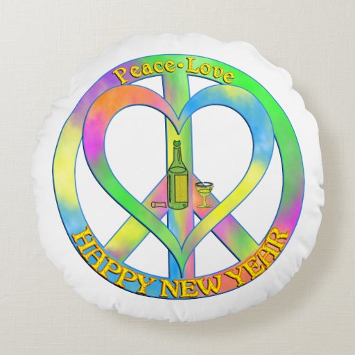 peace-love-happy-new-year-round-pillow-zazzle