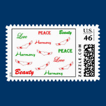 Peace Love Harmony and Beauty Holiday Stamp