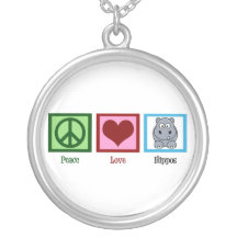 Peace Love Hippos Personalized Necklace
