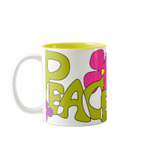 Peace & Love Hippy Mug by Retroversity Peace & Love Hippy Mug