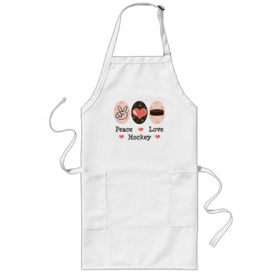 Peace Love Hockey Apron by SportyTeesGifts