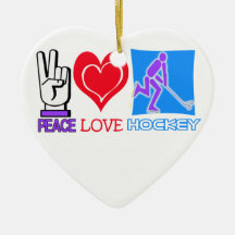 PEACE, LOVE, HOCKEY CHRISTMAS ORNAMENT
