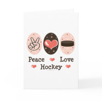 Peace Love Hockey Greeting Card by SportyTeesGifts Peace Love Hockey Greeting Card