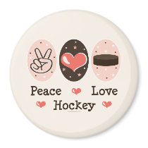 Peace Love Hockey Magnet