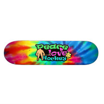 Peace, Love, Hockey; Retro Custom Skateboard