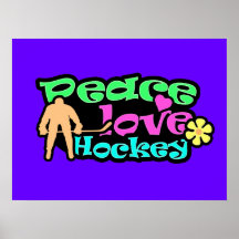 Peace, Love, Hockey; Retro Poster