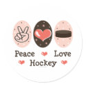Peace Love Hockey Stickers by SportyTeesGifts Peace Love Hockey Stickers