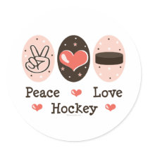 Peace Love Hockey Stickers by SportyTeesGifts Peace Love Hockey Stickers