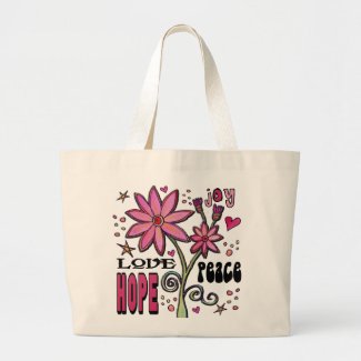 Peace Love Hope and Flowers bag