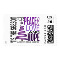 Peace Love Hope Christmas Alzheimer's Disease postage