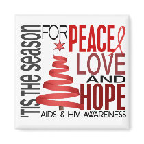 Peace Love Hope Christmas Holiday AIDS Fridge Magnets