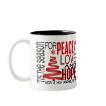 Peace Love Hope Christmas Holiday AIDS Coffee Mugs