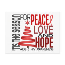 Peace Love Hope Christmas Holiday AIDS Postcard