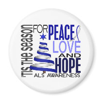 Peace Love Hope Christmas Holiday ALS Refrigerator Magnets