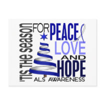 Peace Love Hope Christmas Holiday ALS Postcard