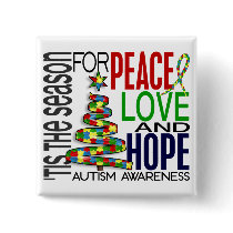 Peace Love Hope Christmas Holiday Autism Pin