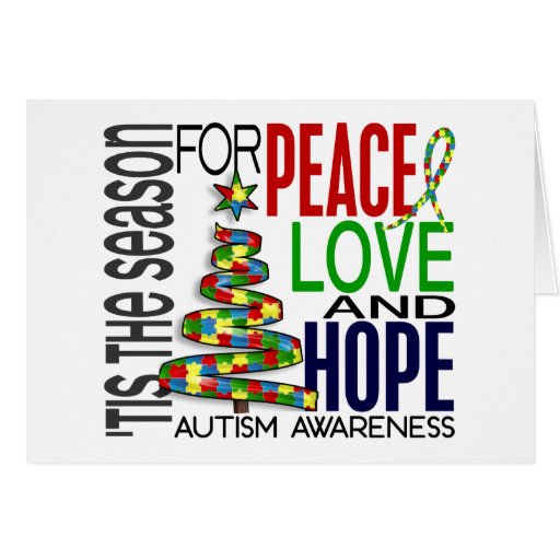 Peace Love Hope Christmas Holiday Autism Card Zazzle