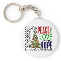 Peace Love Hope Christmas Holiday Autism Key Chain