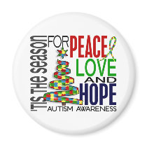 Peace Love Hope Christmas Holiday Autism Fridge Magnets