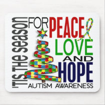 Peace Love Hope Christmas Holiday Autism Mousepads