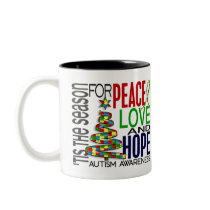 Peace Love Hope Christmas Holiday Autism Mugs