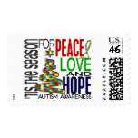 Peace Love Hope Christmas Holiday Autism Postage