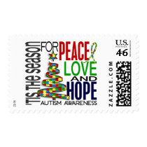 Peace Love Hope Christmas Holiday Autism Postage