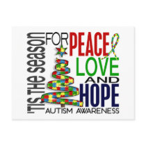 Peace Love Hope Christmas Holiday Autism Postcards