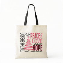 Peace Love Hope Christmas Holiday Breast Cancer Canvas Bag
