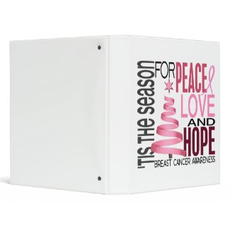 Peace Love Hope Christmas Holiday Breast Cancer Vinyl Binder