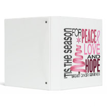 Peace Love Hope Christmas Holiday Breast Cancer Vinyl Binder