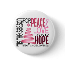 Peace Love Hope Christmas Holiday Breast Cancer Pinback Buttons