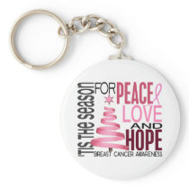 Peace Love Hope Christmas Holiday Breast Cancer Key Chains