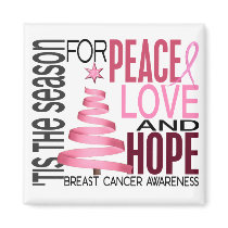 Peace Love Hope Christmas Holiday Breast Cancer Fridge Magnet