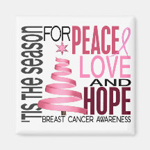 Peace Love Hope Christmas Holiday Breast Cancer Fridge Magnet