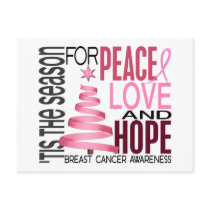 Peace Love Hope Christmas Holiday Breast Cancer Postcards