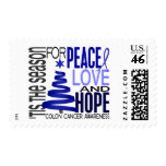 Peace Love Hope Christmas Holiday Colon Cancer Postage Stamp