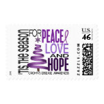 Peace Love Hope Christmas Holiday Crohn's Disease Postage Stamps