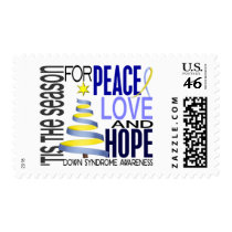 Peace Love Hope Christmas Holiday Down Syndrome postage