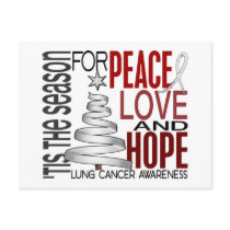 Peace Love Hope Christmas Holiday Lung Cancer postcards by awarenessgifts Peace Love Hope Christmas Holiday Lung Cancer postcards