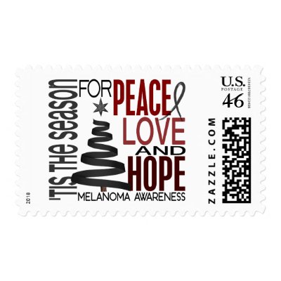 Peace Love Hope Christmas Holiday Melanoma postage