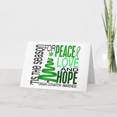 Peace Love Hope Christmas Holiday Organ Donation Greeting Card