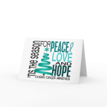 Peace Love Hope Christmas Holiday Ovarian Cancer Greeting Card