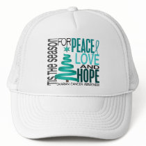 Peace Love Hope Christmas Holiday Ovarian Cancer Trucker Hat