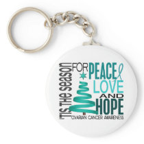 Peace Love Hope Christmas Holiday Ovarian Cancer Key Chains